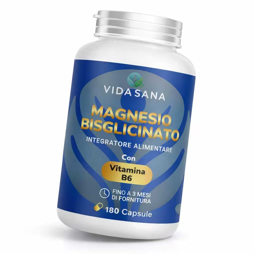Magnesio Bisglicinato Chelato 360 Capsule con Vitamina B6