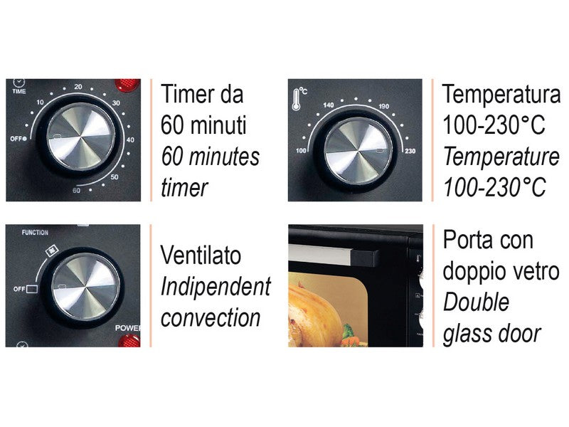 DCG Forno Elettrico Ventilato 45 Lt 2000W