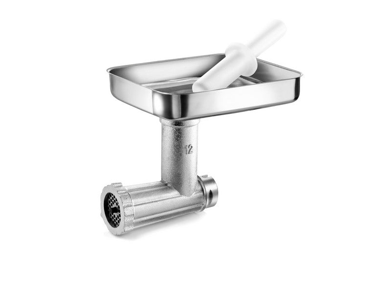 Tre Spade Accessorio Tritacarne TC 12 - vista completa con tramoggia inox