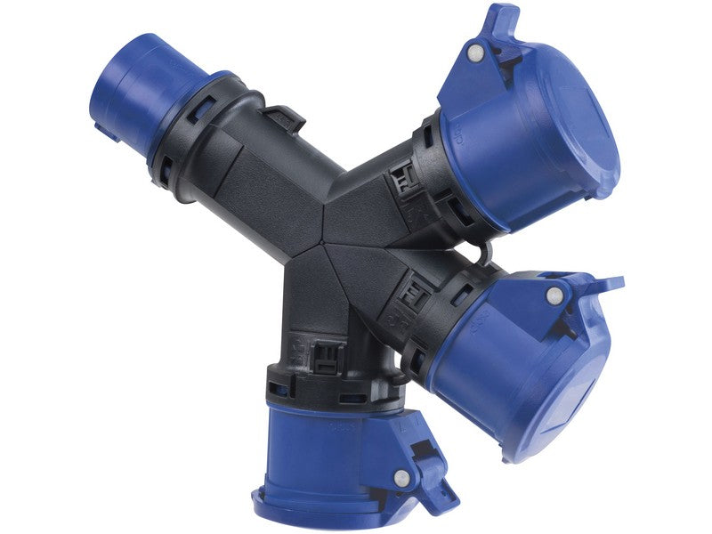 Rosi Adattatore Industriale a 3 Vie 1001402 Spina 2P+T 16A 3 Prese 230V IP54