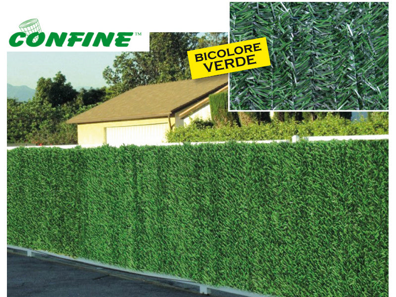 Siepe Artificiale Abete Superior Bicolore 1,5x3 mt - vista frontale con dettaglio foglie bicolore verde in polipropilene