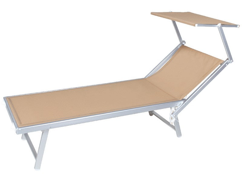 Lettino con Parasole 61x186x38h Sabbia