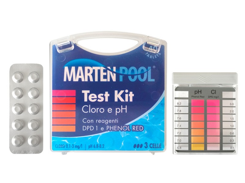 Marten Pool Kit Test Cloro e pH con Reagenti in Pastiglie