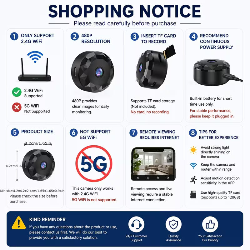 Videocamera Sicurezza WiFi 2.4GHz Batteria Ricaricabile USB Interno Esterno App V720