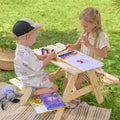 Tavolo in Legno per Bambini da Esterno con Panche | Abete Nordico | 81x60x50 cm | Certificato EN-71 | Trasporto Incluso