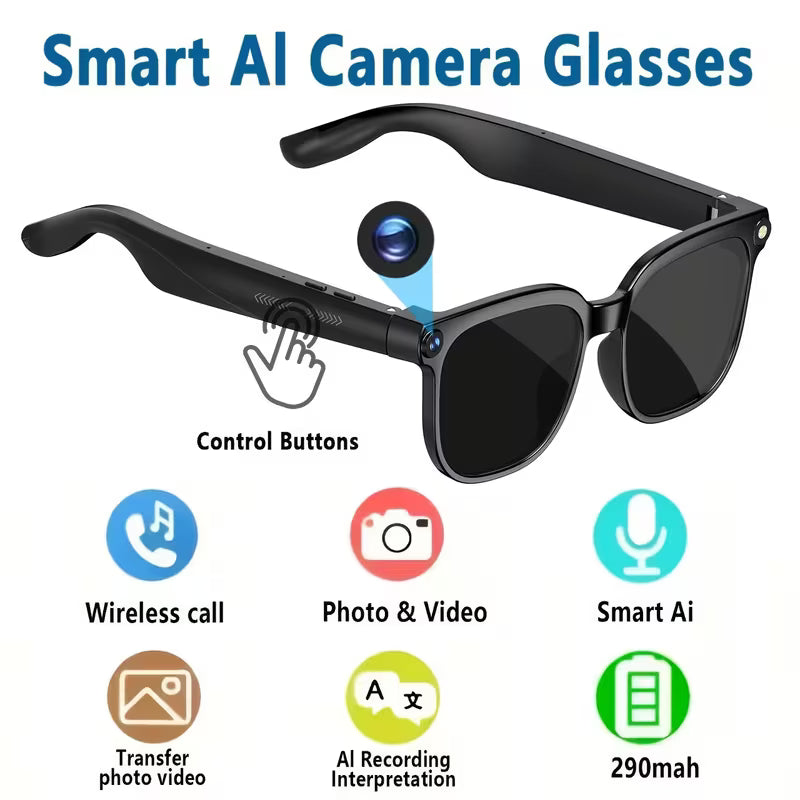 PEJE AI Occhiali Intelligenti Fotocamera Video Traduzione Lenti Fotocromatiche 2GB