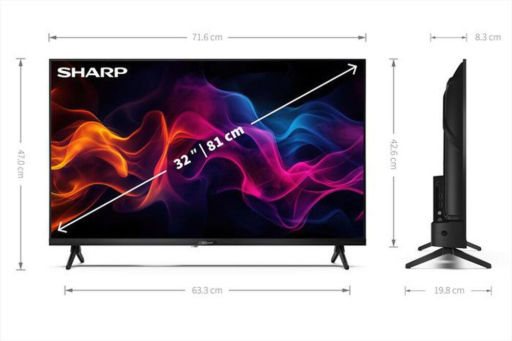 Sharp Aquos 32GF3265E Smart TV 32" QLED Full HD Google TV Italia Black