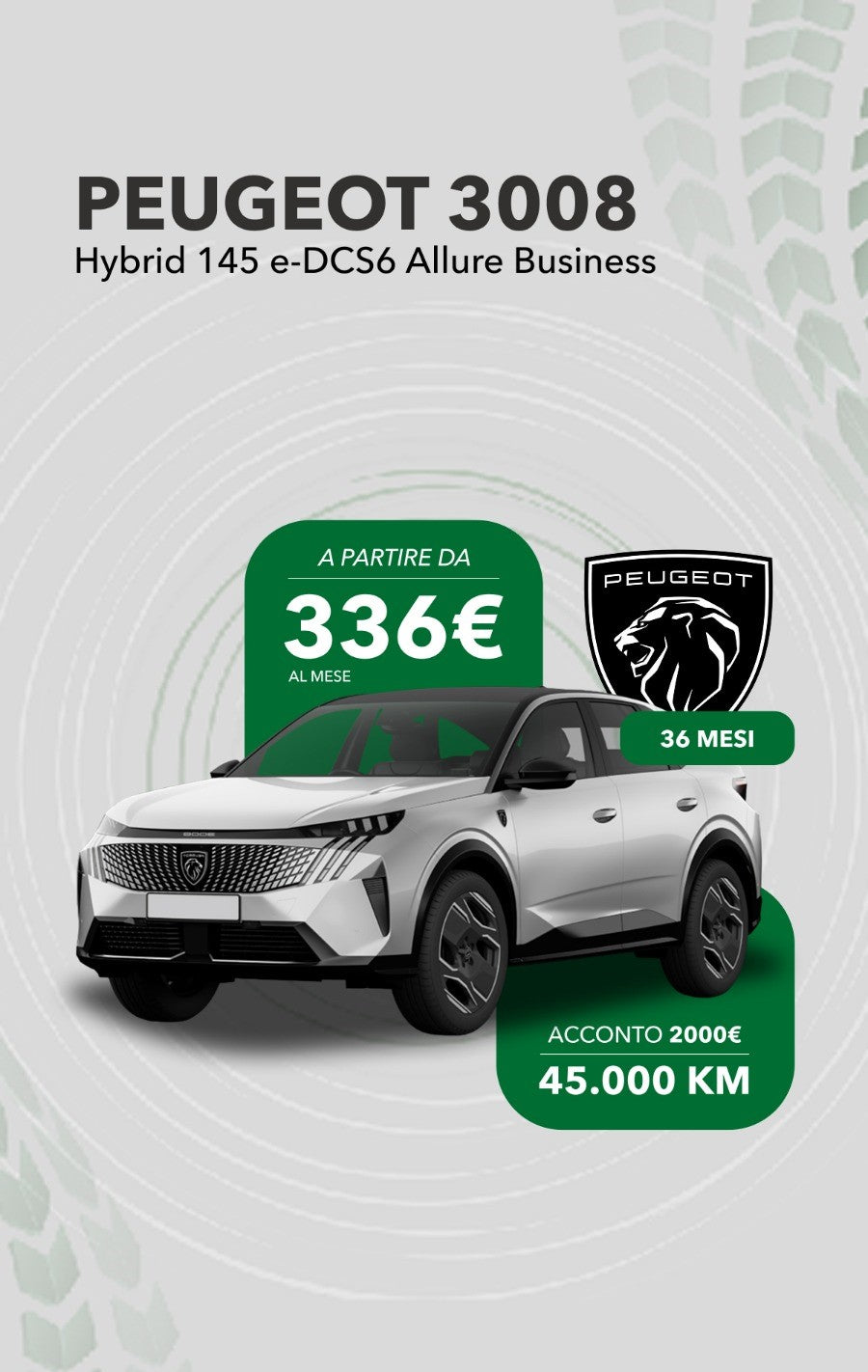 Peugeot 3008 Hybrid 145 e-DCS6 Allure Business - Noleggio a Lungo Termine