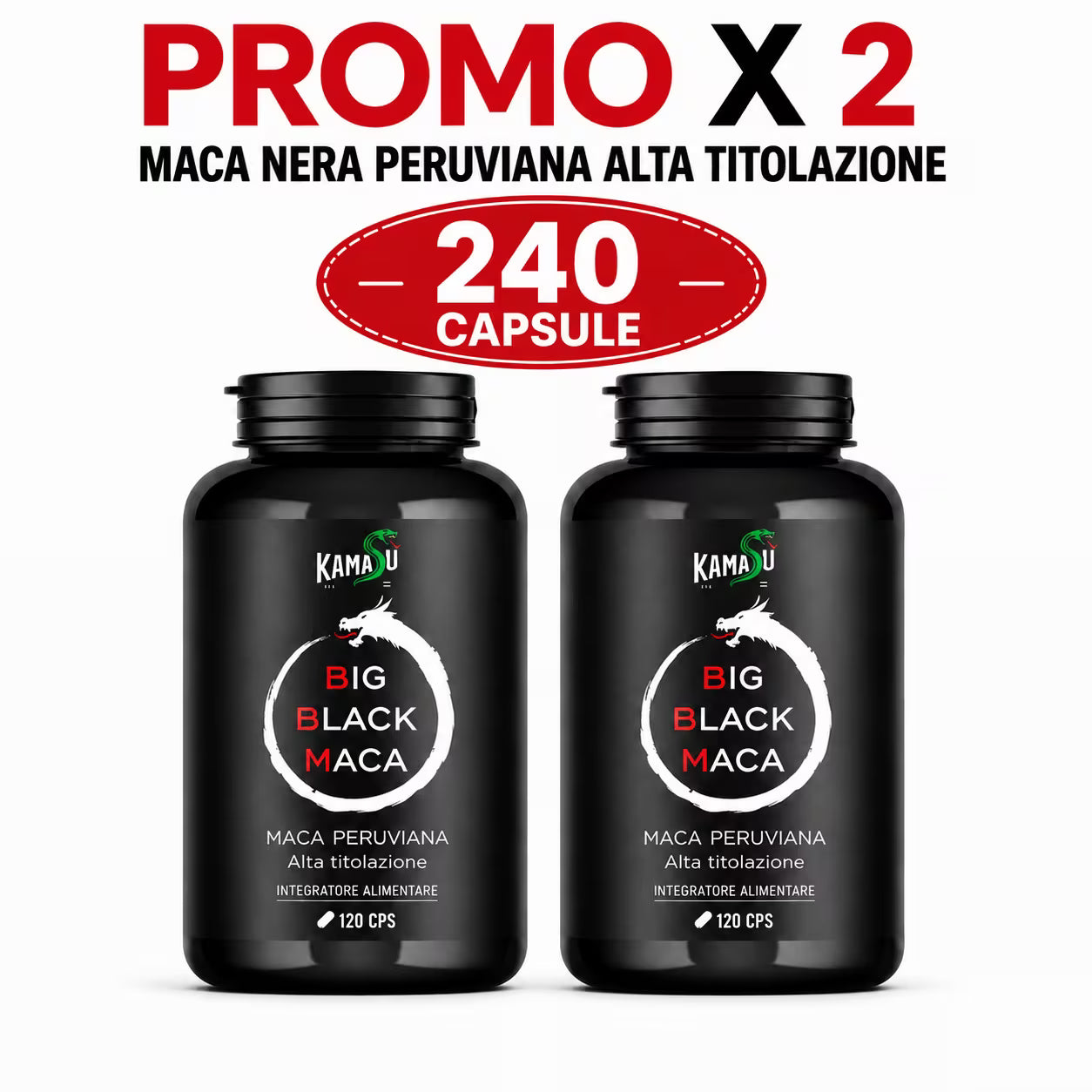 Maca Peruviana Nera 10000mg Estratto Puro 240 Capsule Made in Italy