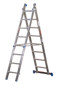 Art. CAP4270 SCALA ALLUMINIO AZZURRA 8+8 GRADINI H 250–415 CM