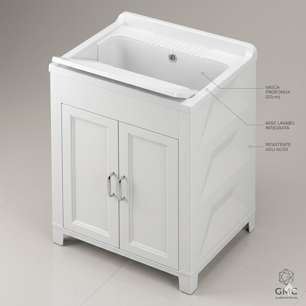 Kit Lavatoio in Resina Antiacido 60x50 cm – Bianco Lucido