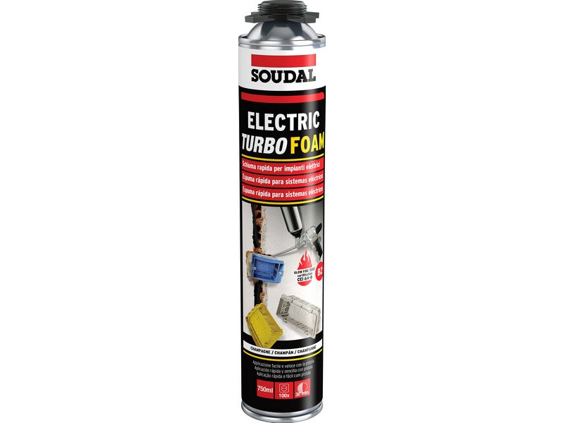 Soudal Schiuma Poliuretanica Electric Turbo Foam Impianti Elettrici Pistola 750ml