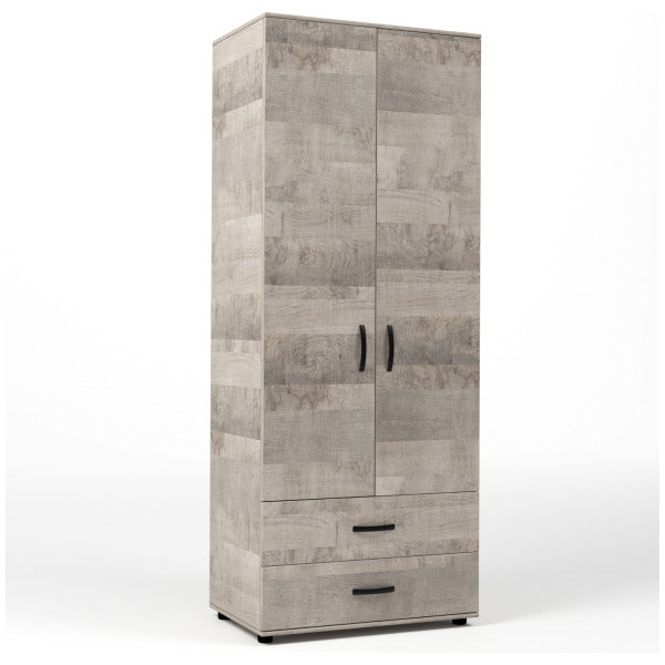 Armadio 2 Ante 2 Cassetti Rovere Platino 80x52x205 cm