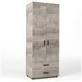 Armadio 2 Ante 2 Cassetti Rovere Platino 80x52x205 cm
