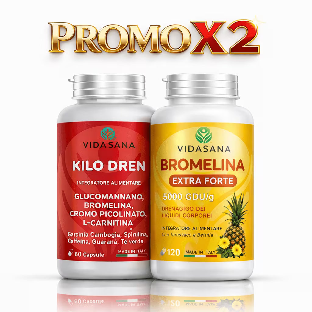 Set Kilodren + Bromelina Uomo e Donna 2 Confezioni Drenante Anticellulite