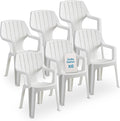 Art. 5037 Set 6 Sedie da Giardino in Plastica Effetto Legno Bianco