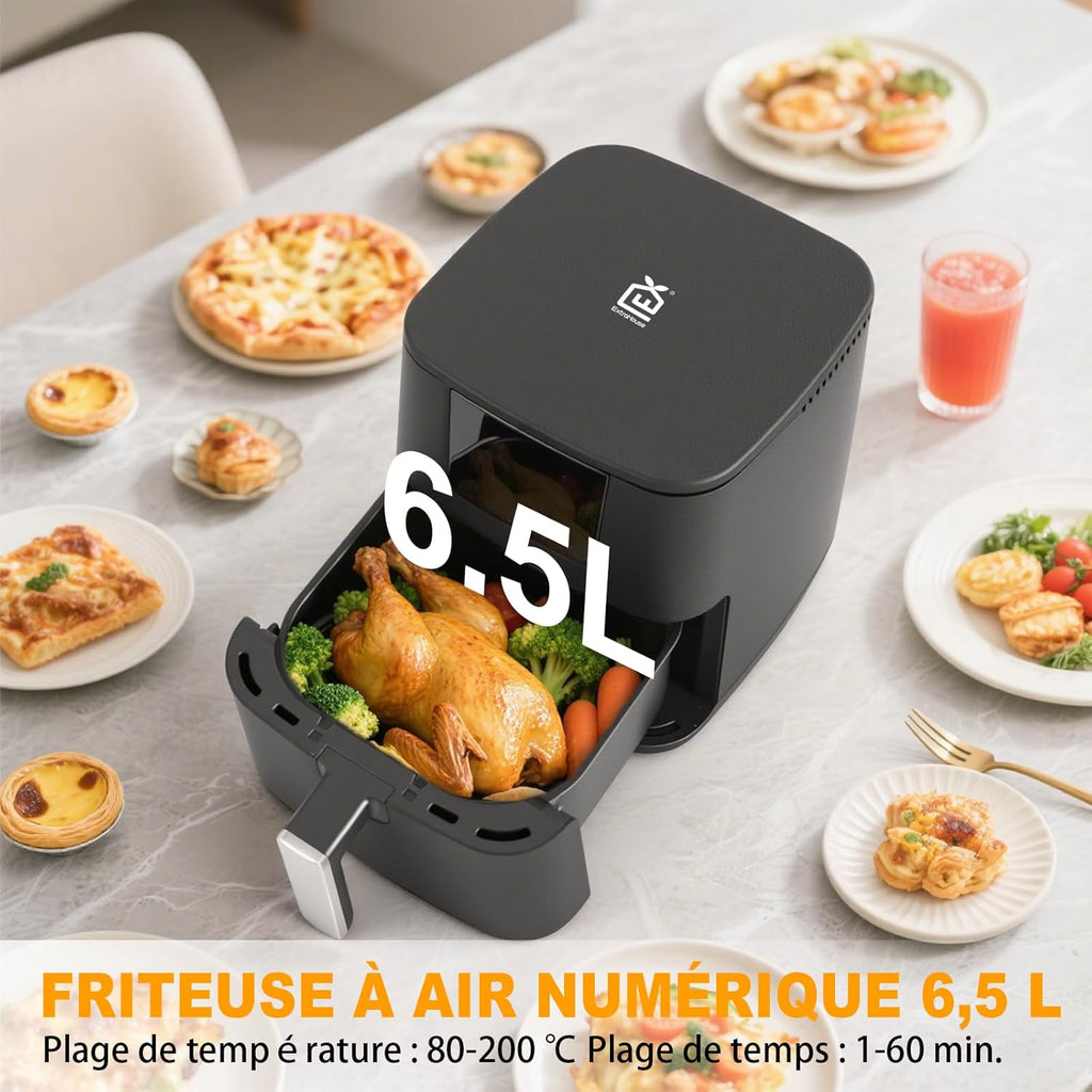 Friggitrice ad Aria Digitale Extrastar 6,5 Litri 1600W - 8 Programmi Preimpostati Nero Opaco