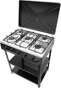 Cucina 5 Fuochi 2 Mensole a Gas Bombola 65x49x92 cm Nero