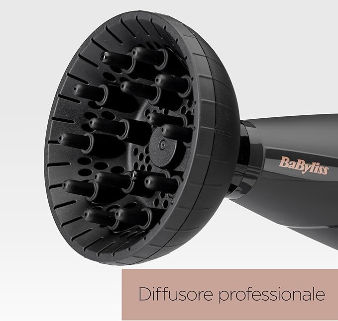 BaByliss 6709DE Smooth Pro Asciugacapelli 2100W Con Diffusore Nero Oro Rosa