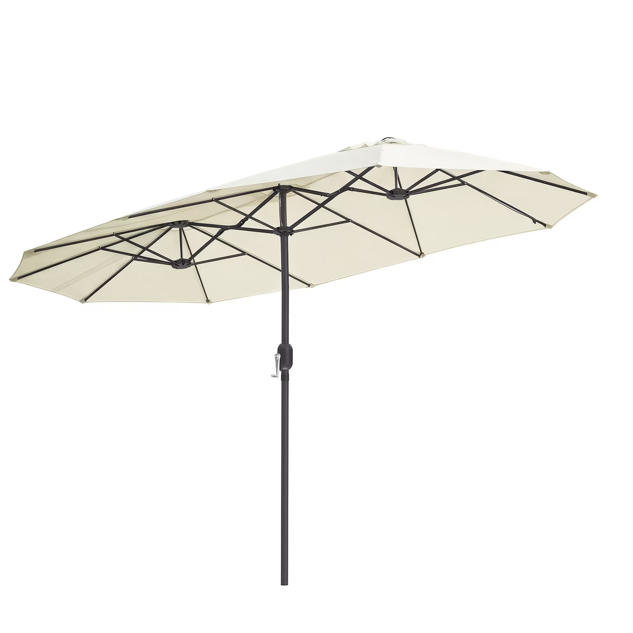 Ombrellone Da Esterno Doppio 460x270cm A Manovella UPF50+ Beige - Patio Giardino Balcone