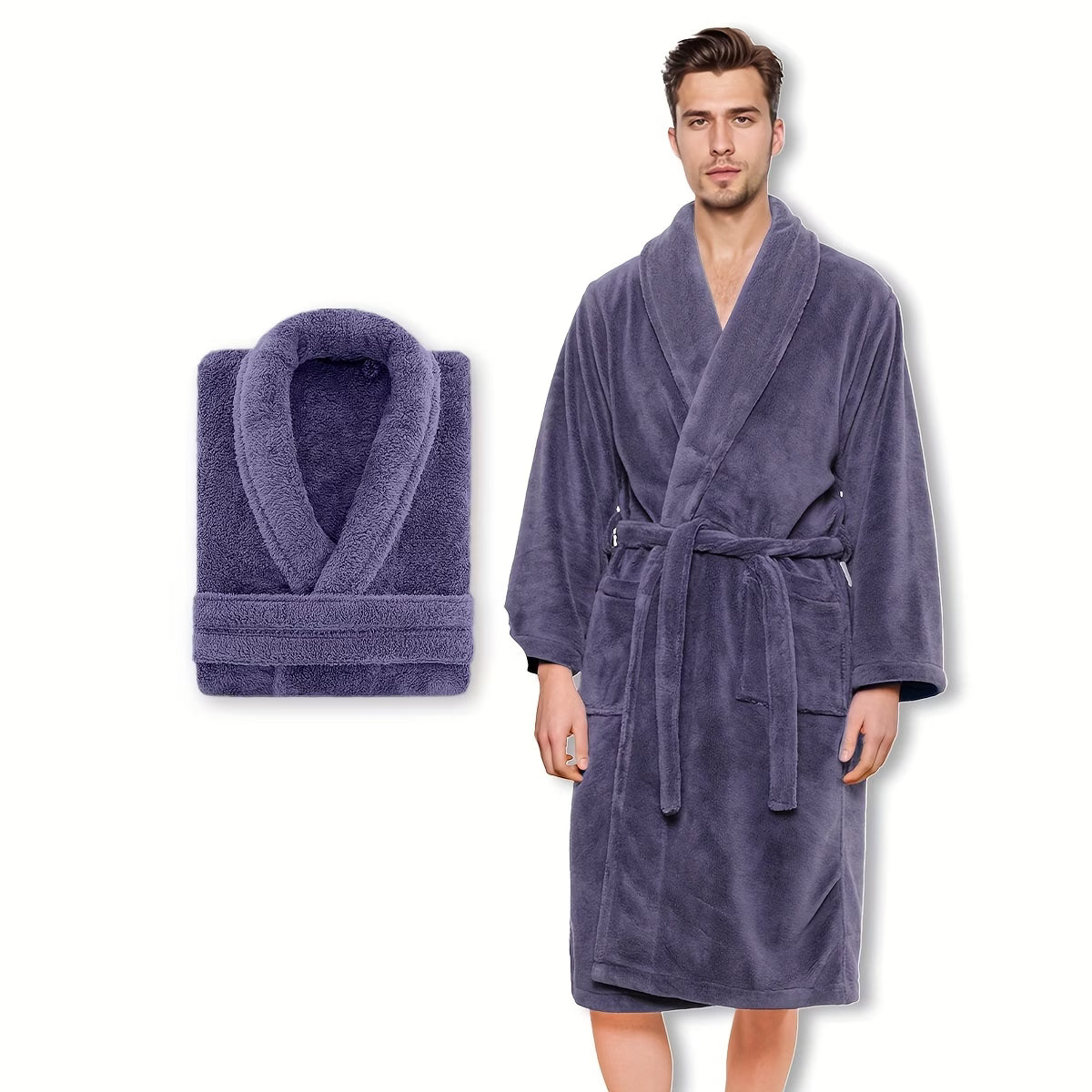 Accappatoio Unisex Extra Caldo in Pile di Corallo con Scialle