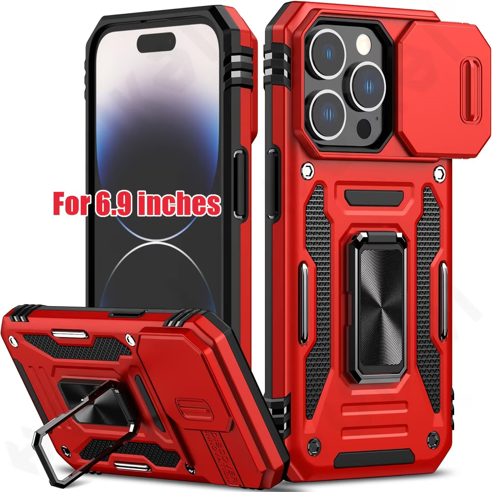 Custodia Robusta Con Supporto Metallico Per iPhone 16 Pro Max / 15 Pro Max / 14 Pro Max