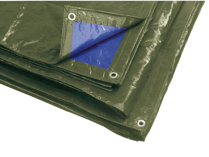 Utilia Telo Occhiellato Multiuso in Polietilene Verde/Blu 120gr/mq 2x3m - vista frontale con occhielli