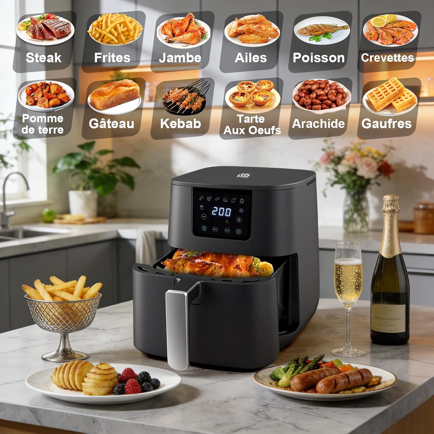 Friggitrice ad Aria Digitale Extrastar 4,5 Litri 1400W