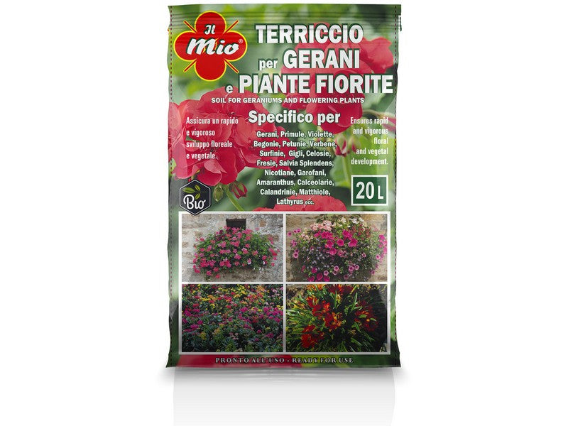 Il Mio Terriccio per Gerani e Piante Fiorite Bio 20 litri - sacco verde