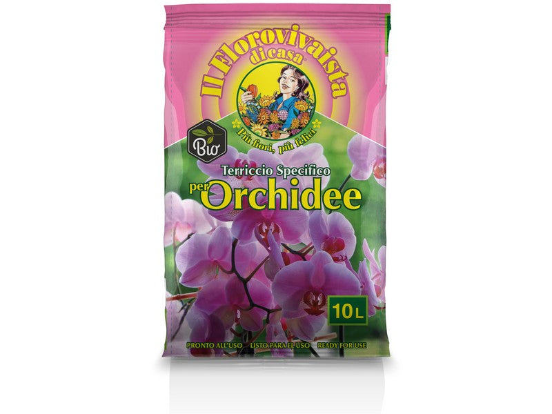 Il Florovivaista Terriccio Specifico per Orchidee Bio 10 litri - sacco rosa
