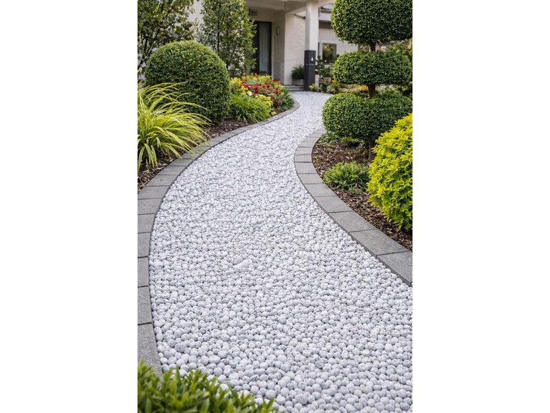 Ciottoli Bianchi di Marmo Bianco Carrara 15-25mm 20kg - applicazione vialetto giardino