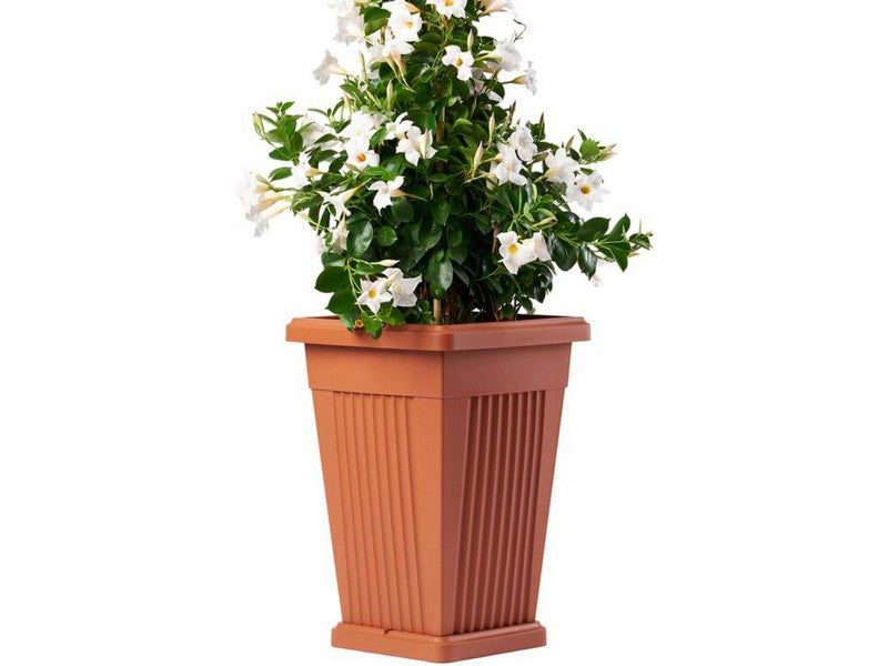 Bama Vaso Piramide Terracotta 40x40x59h - con pianta fiorita