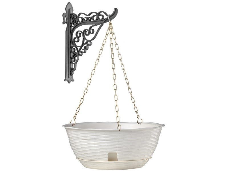 Bama Set Ciotola Effetto Paglia Panna Ø30x13h con catenella - vista prodotto completo su sfondo bianco