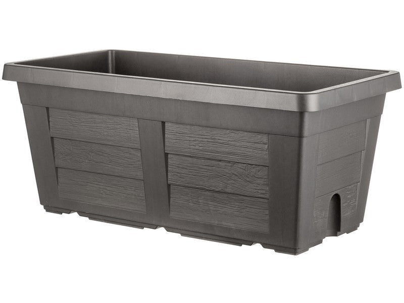 Bama Fioriera Rettangolare Effetto Legno Antracite 80x40x34h - vista prodotto su sfondo bianco