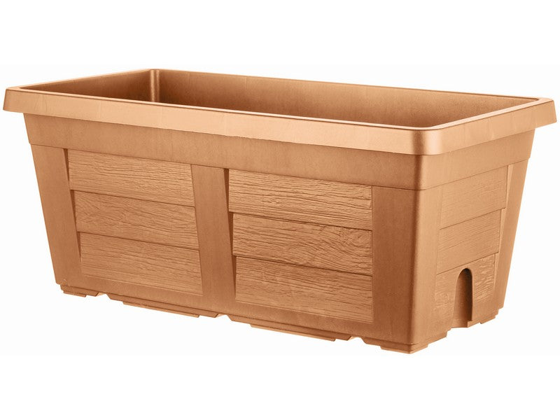 Bama Fioriera Rettangolare Effetto Legno Cotto Chiaro 100x44x40h - vista prodotto su sfondo bianco