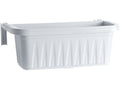 Bama Fioriera Rettangolare Rondine Bianco 50x20x18,5h - vista prodotto con agganci per ringhiera