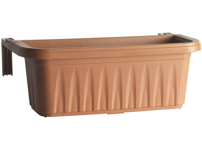 Bama Fioriera Rettangolare Rondine Terracotta 50x20x18,5h - vista prodotto con agganci