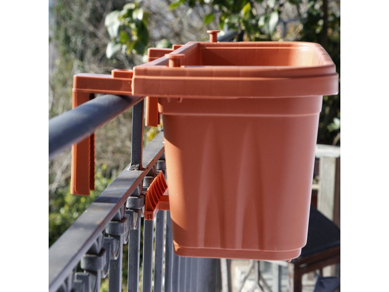 Bama Fioriera Rettangolare Rondine Terracotta 50x20x18,5h - aggancio su ringhiera balcone