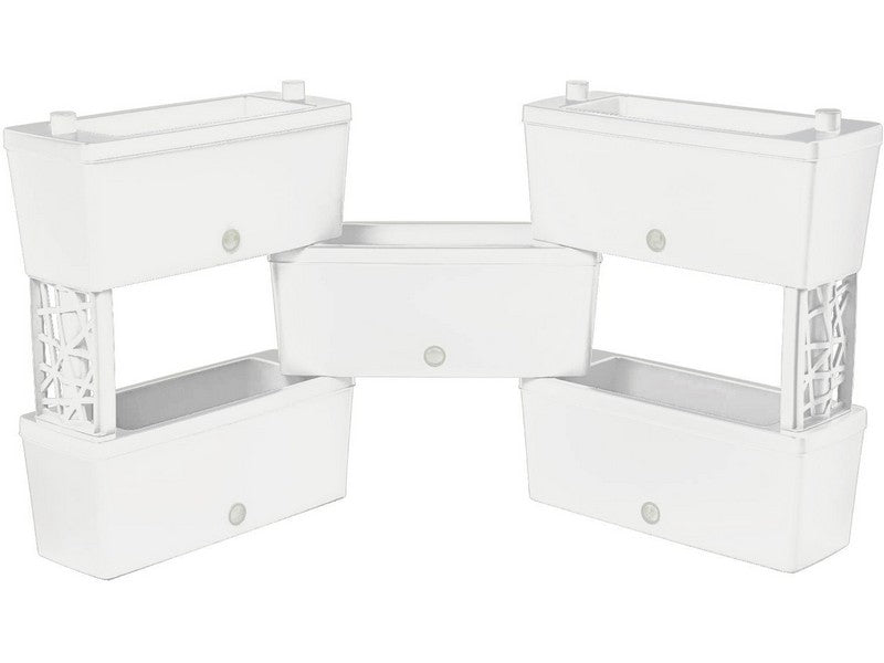 Bama Kit Fioriera Rettangolare Brick 5 Pz Panna 60x23x27h - vista kit completo 5 fioriere modulari