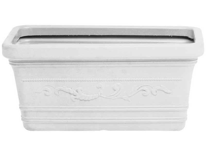 Fioriera Rettangolare Festonata Prestige Bianco 80cm - vista frontale
