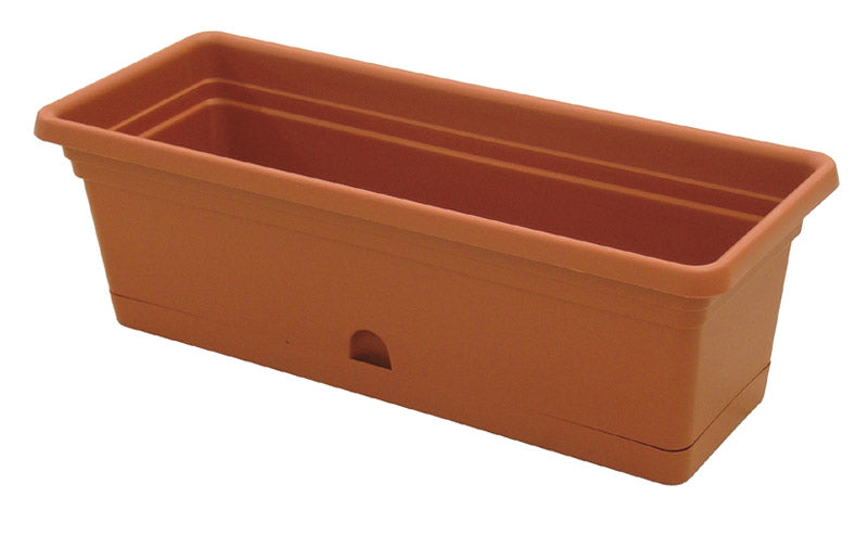 Balconetta Melissa con Riserva 50x20x16 cm Terracotta in Plastica - vista laterale con sottovaso integrato