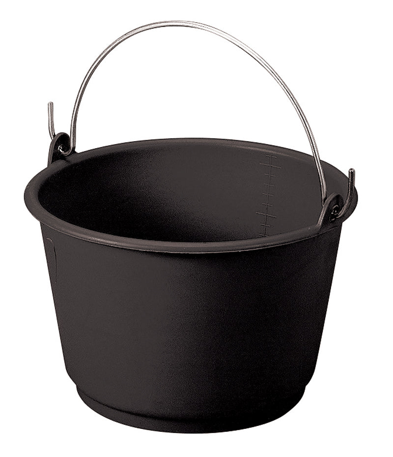 Secchio in Plastica Graduato 18 Lt Nero con manico ad arco in metallo - vista frontale