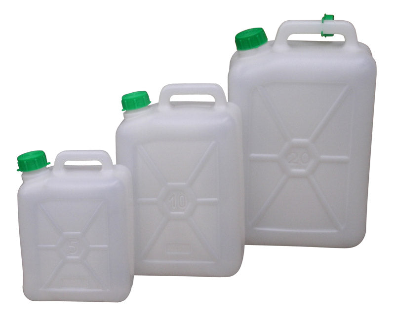 Tanica in Plastica per Alimenti 10L - set di tre taniche in polietilene atossico con tappo verde