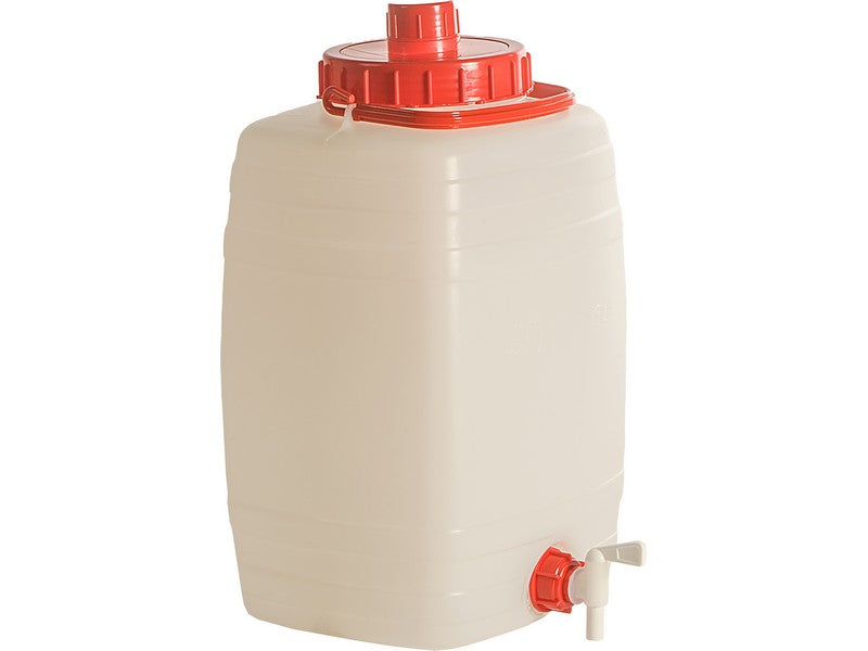 ICS Fustino per Alimenti Demetra 10L con Rubinetto e Sfiato - fustino in polietilene atossico con rubinetto e tappo rosso