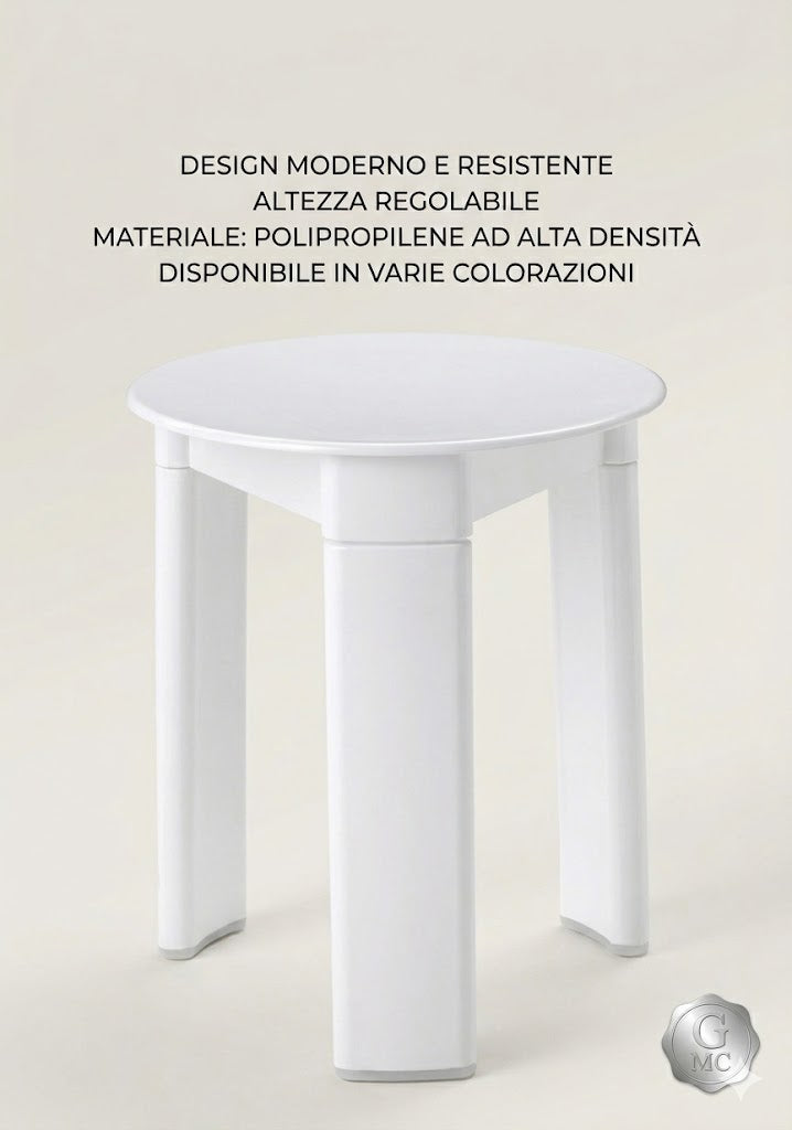 Sgabello Bagno Gedy Trio – Seduta Ø33 cm, H40 cm – Bianco