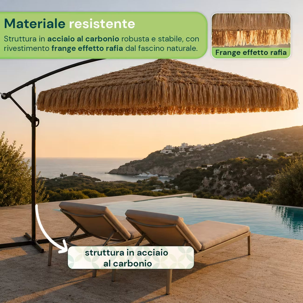 Ombrellone Lampara da Giardino  2.75m Acciaio con Manovella