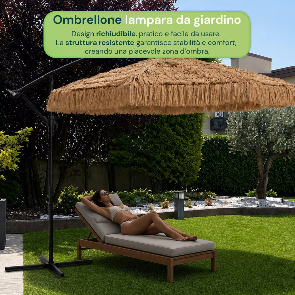 Ombrellone Lampara da Giardino  2.75m Acciaio con Manovella
