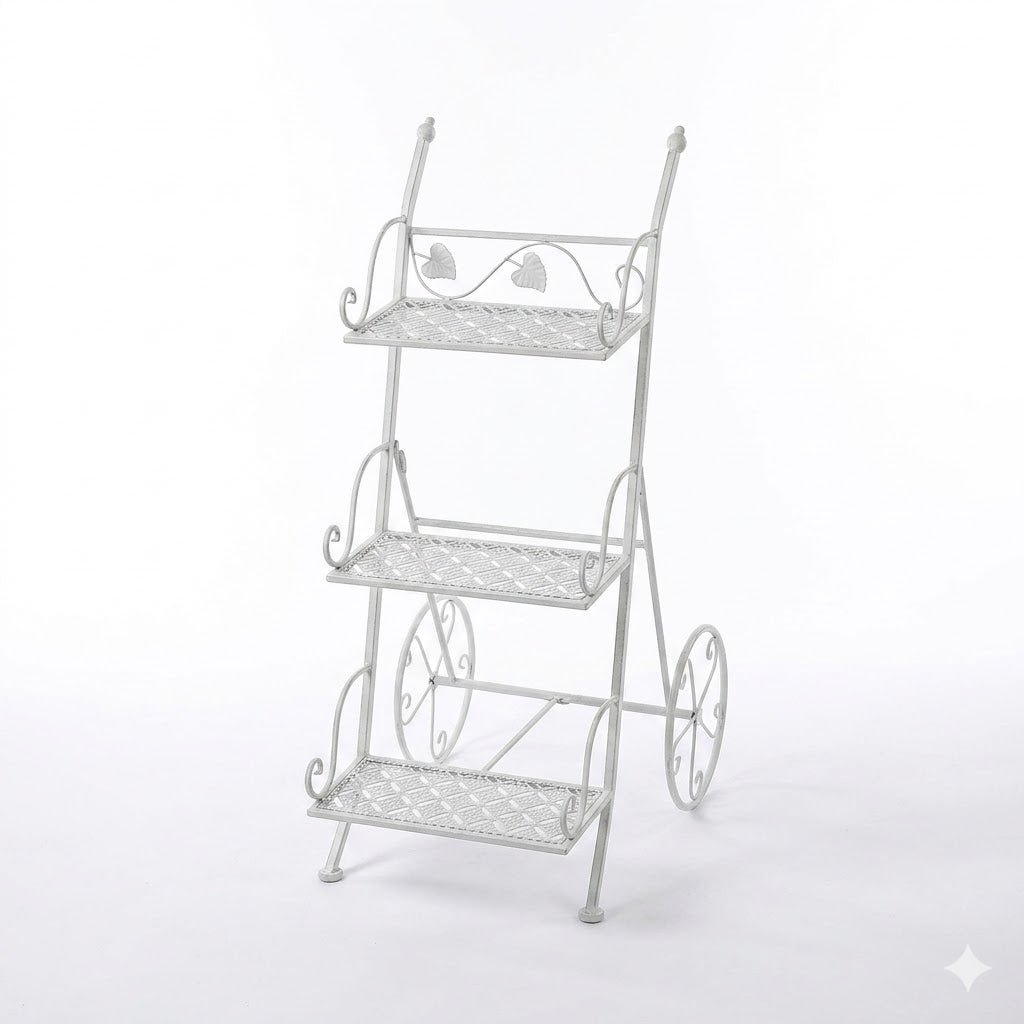 Fioriera con Ruote 3 Ripiani 54x34x78cm Azzurro Chiaro Epoque