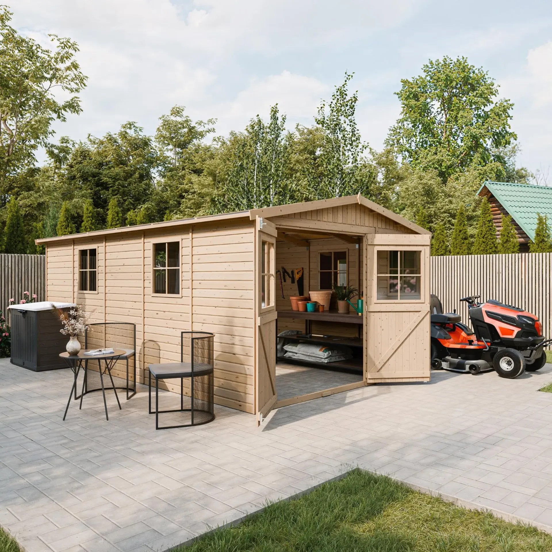 Casetta da Giardino in Legno Senza Pavimento Timbela M337 303x493 cm 15 m²