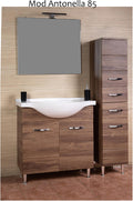 Mobile Bagno Antonella 2 Ante 82 cm Noce con Specchio e Lavabo